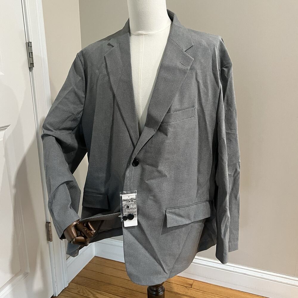 NEW Uniqlo AirSense Mens 3XL Blazer Gray Houndstooth Unstructured Jacket